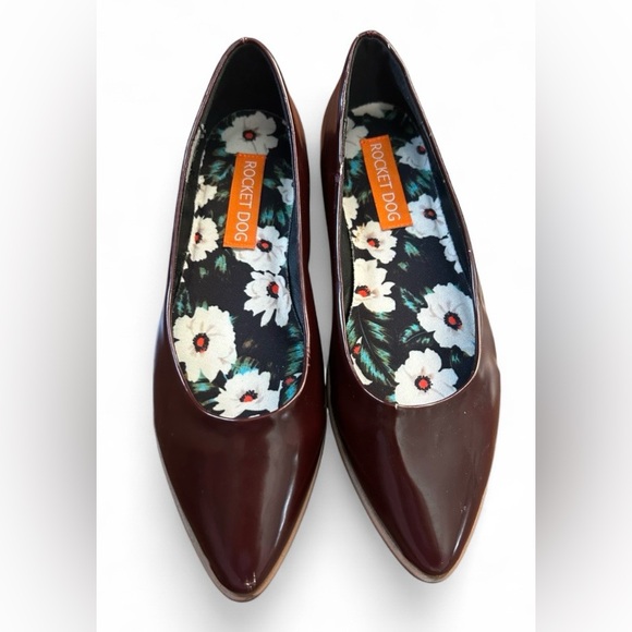 Rocket Dog Laurel Burgundy Patent Pointed Toe Platform Ballet Flats - Picture 2 of 7